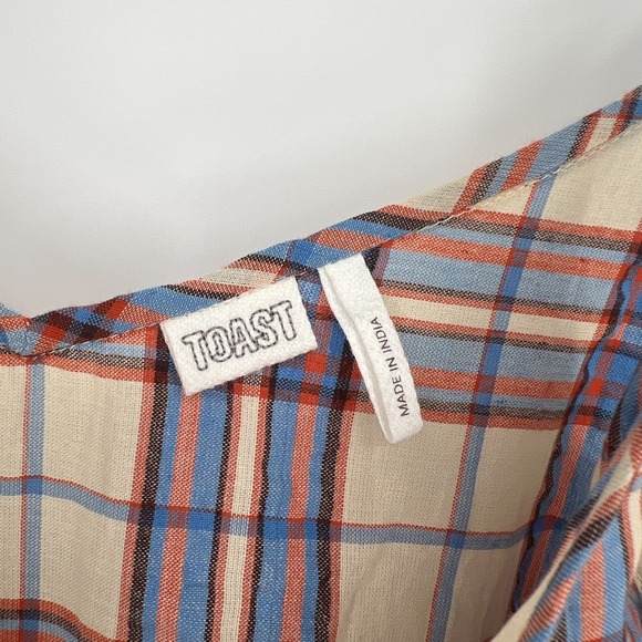 Toast Midi Dress Womens L Plaid Checkered Cotton Preppy Pleated Academia - Picture 3 of 7